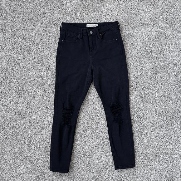 Topshop Jamie cropped black distressed jeans size 28 - Picture 1 of 5